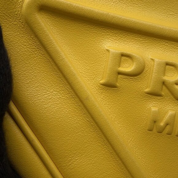 PRADA Triangle Shoulder Bag Leather Yellow 1BH190 - Picture 9 of 14
